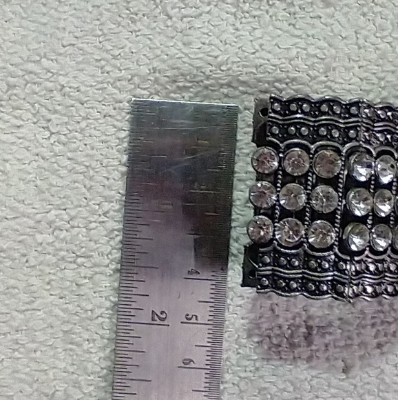 Dark grey 🩶 crystal stretch bracelet wide large - Picture 2 of 5